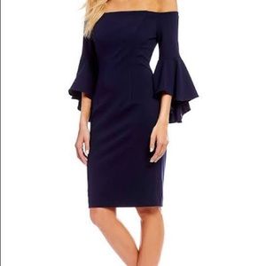 Calvin Klein Navy off shoulder dress